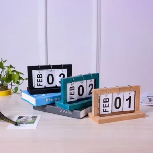 Minimalist Wooden Flip Calendar Desktop Perpetual Calendar for Home Study Dorm Photo Prop Decorative Ornament