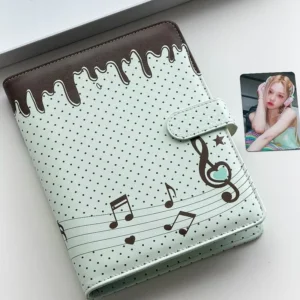 Mint Chocolate Music Note A5 PU Leather Kpop Photocard Binder, 3-Inch, Loose-Leaf