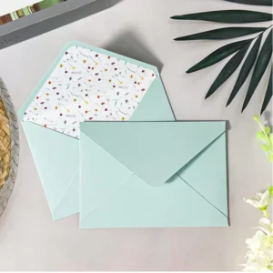 Mint Green Euro Flap Envelope with Floral Lining Heavyweight Pearl Paper for Wedding Cards