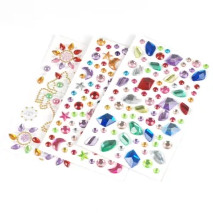 Mixed Color Self-adhesive Acrylic Rhinestone Stickers Round Star Pattern 17g Made in China for Woman Face and Holiday Decoration