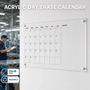 Modern Acrylic Dry Erase Calendar 23×16 Inch Clear Wall Monthly Planner with Notes Area Reusable Board for Home Office School