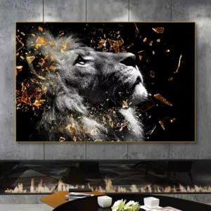 Modern Art Deco Crystal Porcelain Wall Art Black Lion Posters Prints Elephant Zebra Living Room Home Decor Animal Pictures