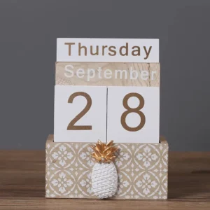 Modern Art Pineapple Wooden Perpetual Hanging Desk Calendar Farmhouse Style Still Life Living Room Study Decor
