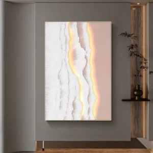 Modern Home Decor Abstract Art Poster Luxury Wavy Textured LED Light up Abstract Hand Painted Oil Painting Still Life