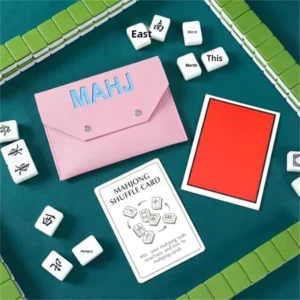 Modern Letter Printed Leather Snap Button Envelope Style Waterproof Mahjong Tile Storage Bag