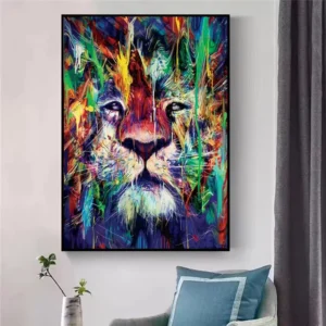 Modern Lion Graffiti Canvas Wall Art Print for Living Room