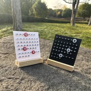 Modern Minimalist Wooden Ring-Stack Perpetual Calendar Holder