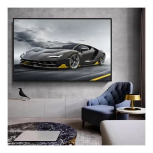 Modern Supercar Canvas Wall Art Automotive Poster Print Aluminum Framed Picture For Living Room Home Office Decor