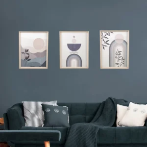 Modern Triptych Abstract Printed Wood-Framed Wall Art