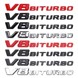 Modified V8 BITURBO Fender Side Label and Twin Turbocharged Rear Car Label
