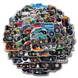 Monster Truck Self-Adhesive Off-Road Decals for Cars, Laptops, Phones, Skateboards, and Helmets