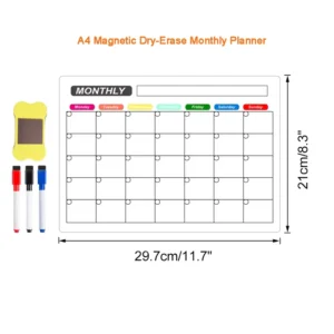 Monthly Magnetic Whiteboard Family Planner Calendar