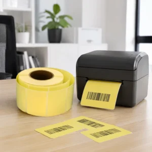 Morandi Yellow Direct Thermal Barcode Label Roll, 60x40mm, 1000 Pieces, Strong Adhesive