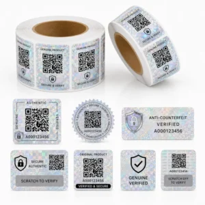 Multi Shape Hologram QR Code Scratch Verify Security Labels Tamper Evident Stickers