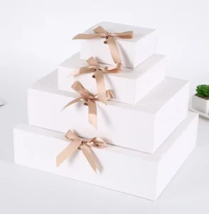 Multi-Size Foldable Paperboard Gift Treat Boxes for Jewelry, Cosmetics, Wedding Favors, and Gifts with Custom Logo