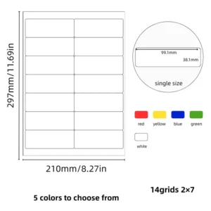 Multi-Specification Color A4 Encoded Copperplate Paper Adhesive Labels, Strong Adhesion, Eco-Friendly, Tear-Resistant