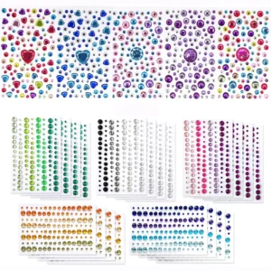 Multicolor Crystal Gemstone Stickers Self-Adhesive Rhinestone Jewels Gold Stamping Durable Removable