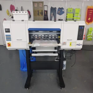 Multicolor DTF Printer with Pigment Ink, Powder Vibrating Screen, and Flatbed Plate for Heat Transfer Printing