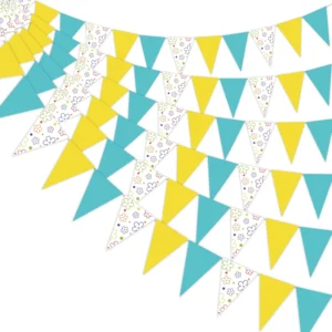 Multicolor Pennant Bunting Flags, DIY Hanging Garland Banner for Birthday, Wedding, and Party Backdrops