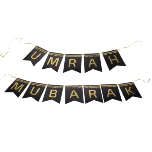 Muslim Islamic Festival Party Decor Umrah Mubarak Paper Banner Garland Bunting for Celebration