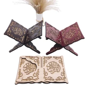 Muslim Ramadan Islam Vintage Wood Holy Quran Rehal Table Decoration Bookend Holder Gold Silver Blue Grey