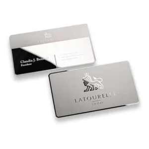 Nautical Style Steel Business Cards, Gravure Printed with Custom Engraving