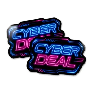 Neon Cyber Friday Stickers Glow Tech Accessories Promotion Labels Custom Vinyl Decals for Gaming Gear