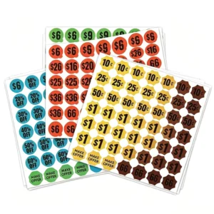 Neon Fluorescent Sale Stickers Starburst Price Tags Self-Adhesive
