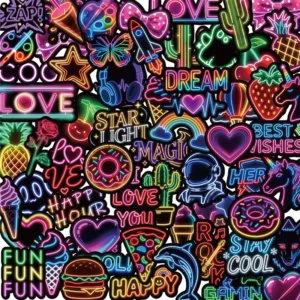 Neon Self Adhesive Stickers Glow in Dark Customizable Aesthetic Fluorescent DIY Decor Laptop Phone Skateboard Journal China