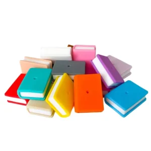 New Design Stacked Books Silicone Focal Beads Rectangle Shape Pen Making Baby Chew Loose Charms DIY Necklace Food Grade