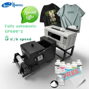 New High-Speed Automatic A3 DTF Printer XP600 Heat Transfer Full Set for T-Shirt Hat Any Textile Shaker Oven