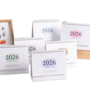 New Small Fresh Printing Desk Calendar with LCD Clock Waterproof Paper Memo Gradient Color English Version
