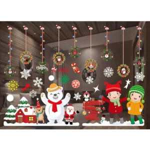 New Year Decoration Cute and Warm Custom Christmas Window Stickers