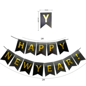 New Year Theme Party Decoration Flag Banner Portable Paper Material with Custom Logo Option