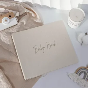 Newborn Spiral Keepsake Shower Gift, Custom Baby First-Year Milestone Photo Album and Memory Record Diary Book