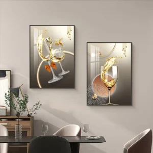Nordic Abstract Wine Glass Wall Art Prints for Living Room, Hotel Hallway, and Kitchen
