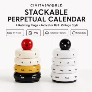 Nordic-Style Cute Color-Block Rotating Calendar with Lid for Living Room and Entryway Decor