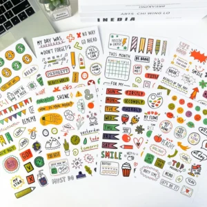 Notebook Planner Stickers Self-adhesive Waterproof Stickers Hand-drawn Elements Decorative Stickers