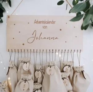 Novelty Personalized Advent Calendar with Name 24 Bags Cord and Clothespins Advent Calendar Kit