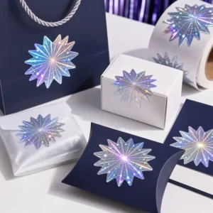 OEM Burst Star Holographic Die-Cut Stickers, Custom Shape