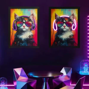 OEM Custom Framed Canvas Neon Sign, Modern 3D Effect, Gaming Room Wall Decor