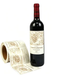 OEM Custom Gold Foil Embossed UV-Printed Die-Cut Textured Paper Wine Labels