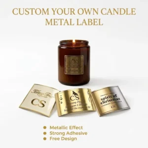 OEM Custom Metal Candle Brand Label Embossed Aluminum Logo Sticker for Home Fragrance Diffuser Jar
