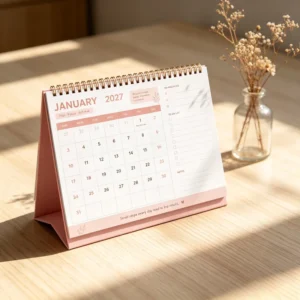 OEM Custom Monthly Flip Paper Table Calendar, CMYK Printed Desktop Planner