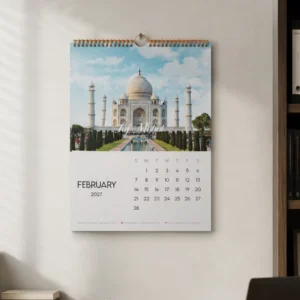 OEM Custom Printed Flip Wall Calendar Saddle Stitch Binding English Version Photo Frame Logo Printing