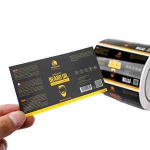 OEM Custom Printed Rectangle Vinyl Gold Foil Waterproof Clear Sticker Labels for False Eyelashes and Wigs