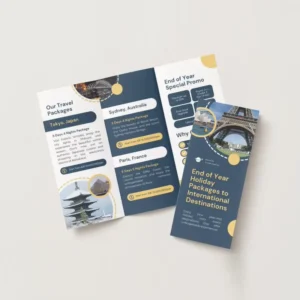 OEM Custom-Size Trifold Brochure, CMYK Printing, Matte Lamination, Personalized Flyer for Travel Agency