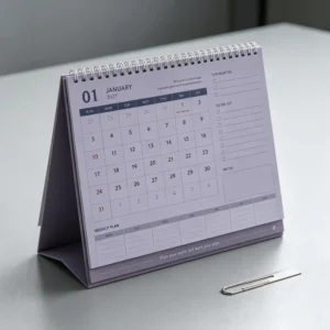OEM Factory Direct Custom Printed Paper Table Calendar, Hardcover Board Desktop Planner, Gift Box Packaging