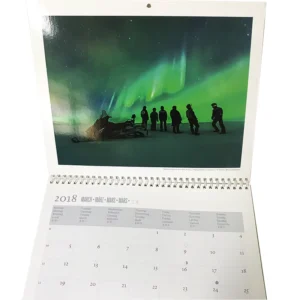 OEM ODM Custom Logo Print Landscape Wire-O Spiral Binding Digital Wall Calendar