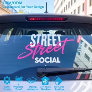 OEM ODM Customized Logos Strong Adhesion Die cut Stickers No Residue Car Window Decals